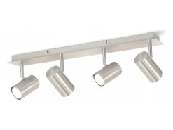 NETTLIFE Plafón-4 focos de techo GU10 en metal níquel, giratorio 330° para salón, , dormitorio, lámpara de moderna sin bombilla Plateado