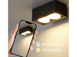Online NETTLIFE 2 Focos de Techo de Superficie s con Luz Moderna Regulable en Blanco Cálido 2x5W GX53 Cuadrado Plano para Cocina Salón Comedor Negro