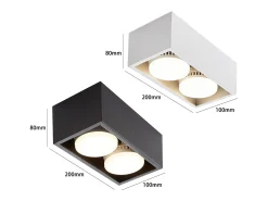 Online NETTLIFE 2 Focos de Techo de Superficie s con Luz Moderna Regulable en Blanco Cálido 2x5W GX53 Cuadrado Plano para Cocina Salón Comedor Negro