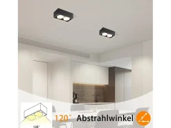 Online NETTLIFE 2 Focos de Techo de Superficie s con Luz Moderna Regulable en Blanco Cálido 2x5W GX53 Cuadrado Plano para Cocina Salón Comedor Negro