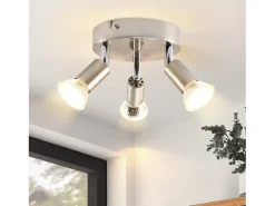 Hot NETTLIFE 3 Focos de Techo GU10 Orientables 350° en Metal Redondo Níquel, Lámpara Moderna para Salón Dormitorio Cocina , Máx 3x25W Plateado