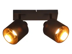 NETTLIFE 2 Focos de Techo Vintage E14 Giratorio 350° con Pantalla de Tela para Salón Dormitorio Cocina, Sin Bombilla Negro