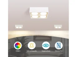 New NETTLIFE 4 Focos de Techo LED Orientables Cálido GX53 4x5W Cuadrados Modernos para Salón Comedor Oficina Cocina Pasillo Blanco