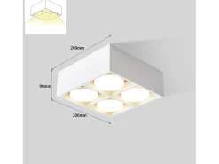 New NETTLIFE 4 Focos de Techo LED Orientables Cálido GX53 4x5W Cuadrados Modernos para Salón Comedor Oficina Cocina Pasillo Blanco