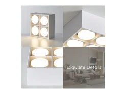 New NETTLIFE 4 Focos de Techo LED Orientables Cálido GX53 4x5W Cuadrados Modernos para Salón Comedor Oficina Cocina Pasillo Blanco