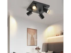 NETTLIFE 4 Focos de Techo LED s GU10 Orientables 330°, Moderno Industrial de Pared para Salón Dormitorio Cocina sin Bombilla Negro Outlet