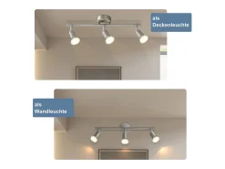 Sale NETTLIFE 3 Focos de Techo de Modernos GU10 Lámpara Giratoria de Acero Inoxidable Giratoria de 330° para Salón Dormitorio (Sin Bombilla) Plateado