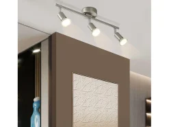 Sale NETTLIFE 3 Focos de Techo de Modernos GU10 Lámpara Giratoria de Acero Inoxidable Giratoria de 330° para Salón Dormitorio (Sin Bombilla) Plateado