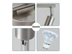 Sale NETTLIFE 3 Focos de Techo de Modernos GU10 Lámpara Giratoria de Acero Inoxidable Giratoria de 330° para Salón Dormitorio (Sin Bombilla) Plateado