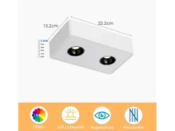 NETTLIFE 2 Focos de Techo Ekig Cálido 11W Pequeños de Superficie para Cocina Pasillo Dormitorio Comedor Blanco Clearance