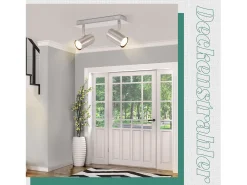 NETTLIFE Plafón-2 Focos de techo GU10 orientables 330° níquel para interior Foco de pared moderno para dormitorio salón sin bombilla Plateado