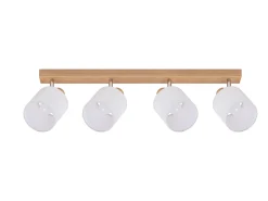 NETTLIFE 4 Focos de techo de salón modernos de madera E14 giratorios 350° MAX.25W Lámpara de pantalla de tela para dormitorio (sin bombilla) Marru00f3n Clearance