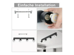 Clearance NETTLIFE 4 Focos GU10 Max.25w Luz de Techo LED Negra Foco para Sala de Estar Ajustable 350° para Dormitorio Cocina Mesa de Negro