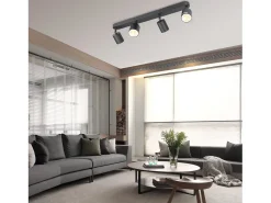 Clearance NETTLIFE 4 Focos GU10 Max.25w Luz de Techo LED Negra Foco para Sala de Estar Ajustable 350° para Dormitorio Cocina Mesa de Negro