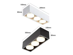 NETTLIFE 3 Focos LED de Superficie cuadrados s regulables blanco cálido 3x5W GX53 para cocina salón dormitorio pasillo Negro Online