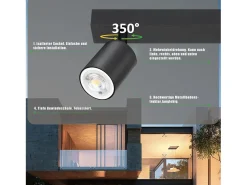 NETTLIFE 2 Focos Max.25w GU10 Lámpara de Techo LED Negra Lámpara de Moderna Lámpara de Pared Industrial Giratoria de 350 ° para Dormitorio Negro