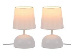 NETTLIFE Lámpara De Mesa-- Juego de 2 lámparas de noche con cable, luz de noche de tela blanca, diseño moderno para dormitorio Blanco