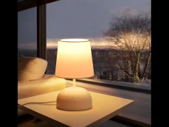 NETTLIFE Lámpara De Mesa-- Juego de 2 lámparas de noche con cable, luz de noche de tela blanca, diseño moderno para dormitorio Blanco