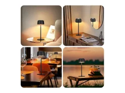 NETTLIFE Lámpara De Mesa-- Lámpara de mesa LED inalámbrica (2 unidades), atenuación continua y batería Negro