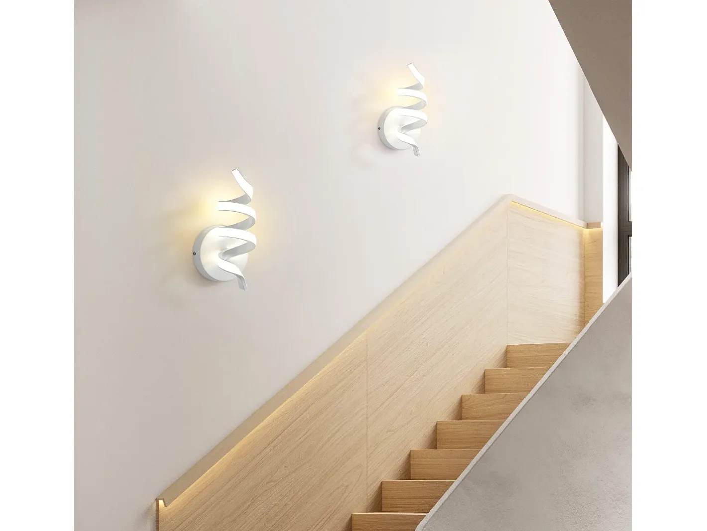 New NETTLIFE - Lámpara de pared LED para interiores, moderna, color negro, 7 W, luz blanca cálida de 3000 K Blanco