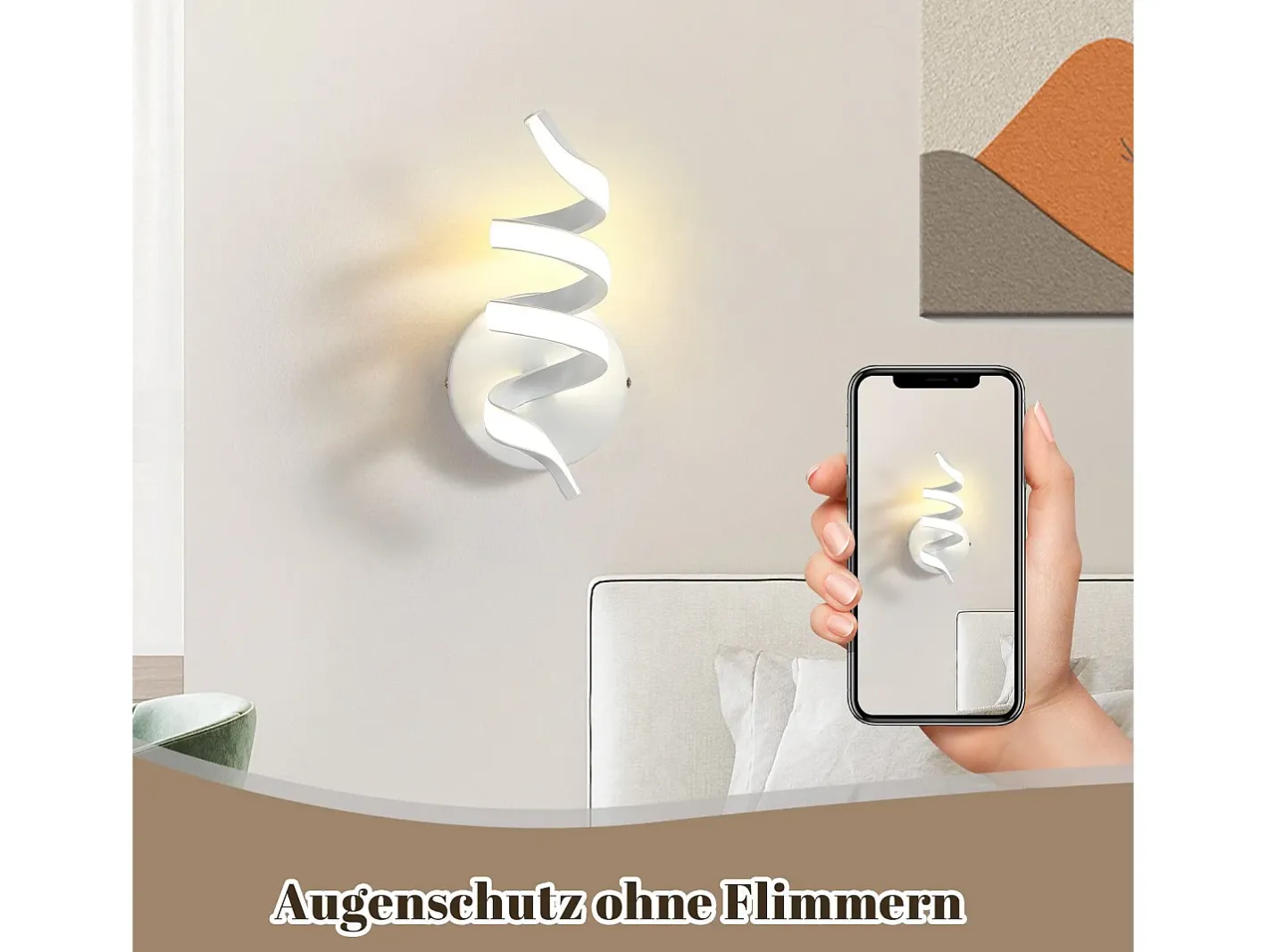 New NETTLIFE - Lámpara de pared LED para interiores, moderna, color negro, 7 W, luz blanca cálida de 3000 K Blanco