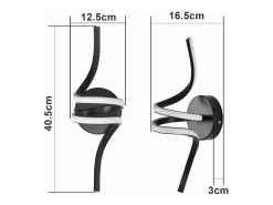 NETTLIFE Aplique Para Pared-- Lámpara de pared LED para interiores, moderna, color , 7 W, luz blanca cálida de 3000 K Negro