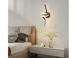 NETTLIFE Aplique Para Pared-- Lámpara de pared LED para interiores, moderna, color , 7 W, luz blanca cálida de 3000 K Negro