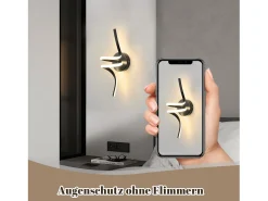 NETTLIFE Aplique Para Pared-- Lámpara de pared LED para interiores, moderna, color , 7 W, luz blanca cálida de 3000 K Negro