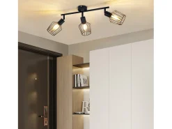 NETTLIFE 3 lámparas de techo E14 - Metal, iluminación industrial giratoria hasta 350°, lámpara de pared para el pasillo y la sala de estar, . Negro Sale