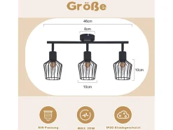NETTLIFE 3 lámparas de techo E14 - Metal, iluminación industrial giratoria hasta 350°, lámpara de pared para el pasillo y la sala de estar, . Negro Sale