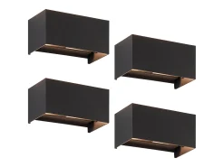 NETTLIFE Aplique Para Pared-4 Lámparas LED para Muro Exteriores Negras, Iluminación Ascendente/Descendente, IP65, Luz Blanca Caliente G9 Negro