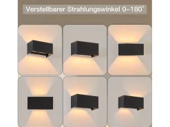 NETTLIFE Aplique Para Pared-4 Lámparas LED para Muro Exteriores Negras, Iluminación Ascendente/Descendente, IP65, Luz Blanca Caliente G9 Negro
