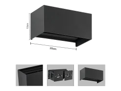 NETTLIFE Aplique Para Pared-4 Lámparas LED para Muro Exteriores Negras, Iluminación Ascendente/Descendente, IP65, Luz Blanca Caliente G9 Negro