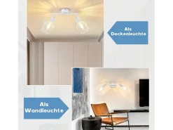 Sale NETTLIFE 2 luces de techo E14 - de metal, luz industrial para corredor giratoria con una rotación de 350°, luz de pared para corredor y salón, color . Blanco