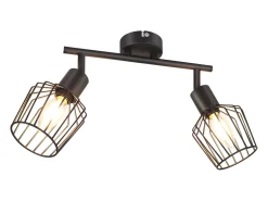 NETTLIFE 2 luces de techo E14 - metálica, luz de corredor industrial giratoria con una rotación de 350°, lámpara de pared para corredor y salón, color . Negro New