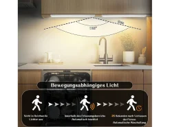 Outlet NETTLIFE - Luz LED para debajo del gabinete con sensor de movimiento, recargable por USB, 1500 mAh, para pasillo y armario Plateado