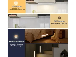 Outlet NETTLIFE - Luz LED para debajo del gabinete con sensor de movimiento, recargable por USB, 1500 mAh, para pasillo y armario Plateado