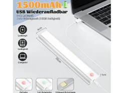 Outlet NETTLIFE - Luz LED para debajo del gabinete con sensor de movimiento, recargable por USB, 1500 mAh, para pasillo y armario Plateado