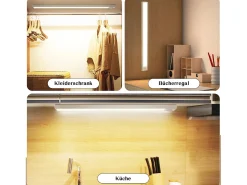 NETTLIFE Aplique Para Pared-- Luz LED para debajo del gabinete con sensor de movimiento, recargable por USB, 1500 mAh, para pasillo y armario Plateado