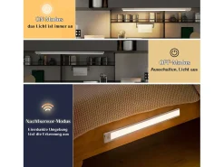 NETTLIFE Aplique Para Pared-- Luz LED para debajo del gabinete con sensor de movimiento, recargable por USB, 1500 mAh, para pasillo y armario Plateado