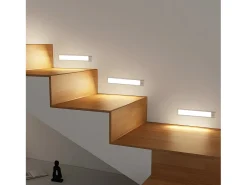 NETTLIFE Aplique Para Pared-- Luz LED para debajo del gabinete con sensor de movimiento, recargable por USB, 1500 mAh, para pasillo y armario Plateado