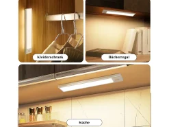 NETTLIFE - Luz LED para debajo del gabinete con sensor de movimiento, recargable por USB, 1500 mAh, para pasillo y armario Plateado Outlet
