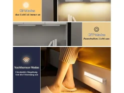 NETTLIFE - Luz LED para debajo del gabinete con sensor de movimiento, recargable por USB, 1500 mAh, para pasillo y armario Plateado Outlet