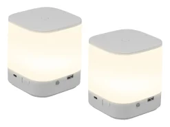 NETTLIFE Lámpara De Mesa-- Pack de 2 lámparas de mesa LED con 3 temperaturas de color, lámpara de noche, batería de 3600 mAh, carga USB Blanco