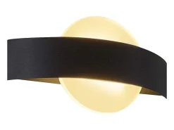 NETTLIFE Aplique Para Pared-. Aplicación LED mural para interiores, salón, pasillo, 23,5 cm, dormitorio, lámpara de cabecera en acrílico, blanco cálido 3000K, 7W. Negro