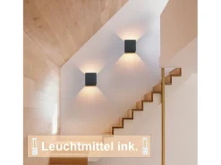 NETTLIFE Aplique Para Pared-Aplicación LED para Muro Externa Negra, Up Down, IP65, 3000K, para Escalera Negro