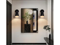 Clearance NETTLIFE Aplicación mural interior negra - punto mural vintage para dormitorio retró con GU10 sin bombilla. Negro