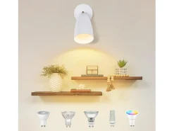 New NETTLIFE Aplicación mural interior blanca - punto de luz mural vintage para dormitorio retro GU10 Blanco