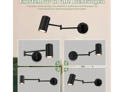 NETTLIFE Aplicación Mural Interior Negra, Paquete de 2, Retró, Metal Giratorio, GU10. Negro Discount