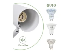 Best NETTLIFE Aplicación mural interior GU10 - lámpara de pared para dormitorio, moderno spotlight sin bombilla. Blanco